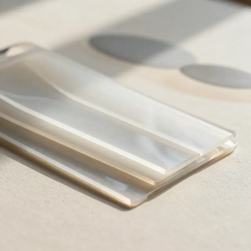 Translucent acrylic fins and clear gels layered on a warm light table